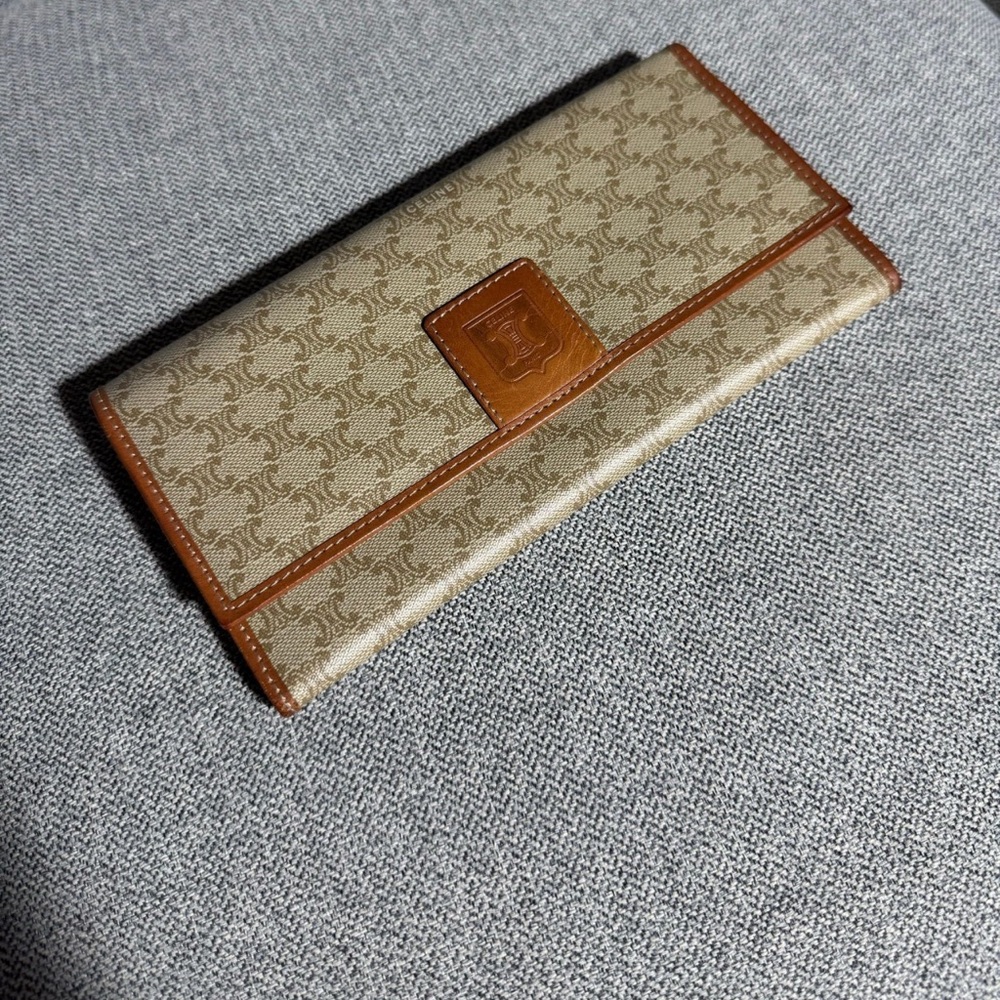 Authentic Celine Beige Macadam Long Wallet
